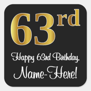 63e verjaardag - Elegant luxe Faux Gold-look # Vierkante Sticker