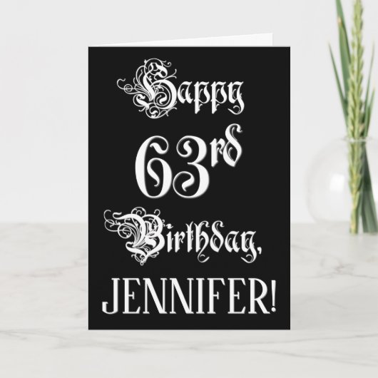 63e verjaardag: Fancy, elegant script + aangepaste Kaart (Voorkant)