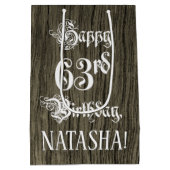 63e verjaardag: Fancy, Faux Wood Kijk + Aangepaste Medium Cadeauzakje (Achterkant)