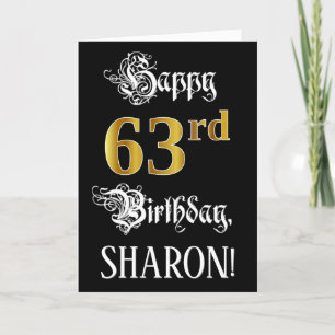 63e verjaardag — Fancy script; Faux Gold Kijk; naa Kaart
