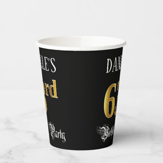 63e verjaardag — Fancy script, Faux Gold look Papieren Bekers (Links)