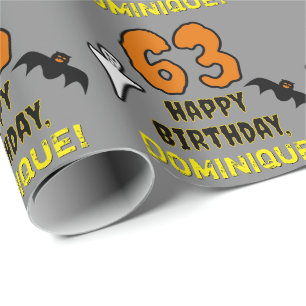 63e verjaardag: griezelig Halloween-thema, aangepa Cadeaupapier