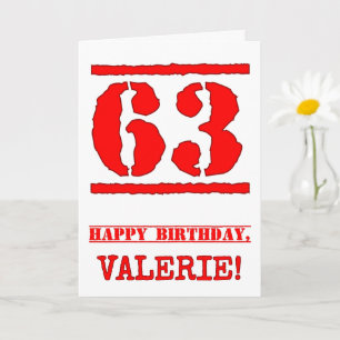 63e verjaardag: Leuk, Rood Rubber Stamp geïnspiree Kaart