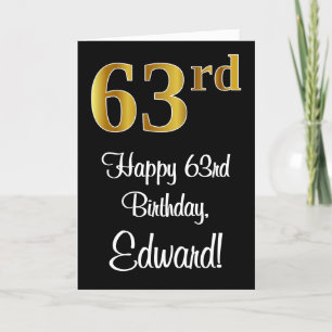 63e verjaardag ~ Luxurieuze Faux Gold-look # Kaart