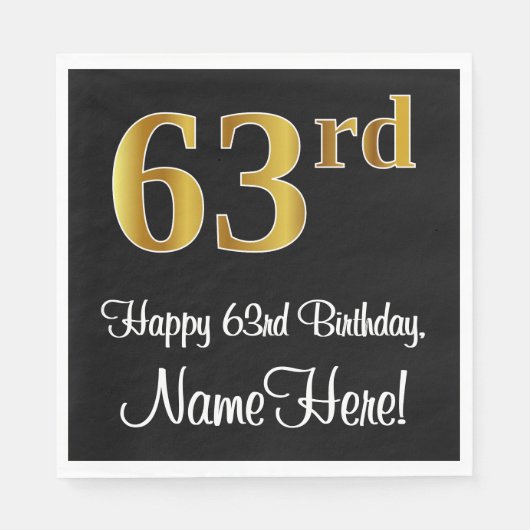 63e verjaardag ~ Luxurieuze Faux Gold-look # Servet (Voorkant)