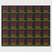 63e verjaardag: Red Digital Clock Style "63" + naa Cadeaupapier (Vlak)