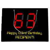 63e verjaardag: Red Digital Clock Style "63" + naa Groot Cadeauzakje (Voorkant)