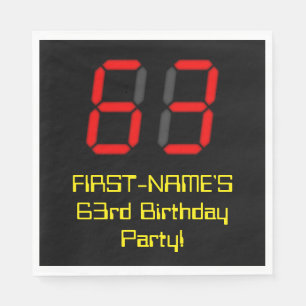 63e verjaardag: Red Digital Clock Style "63" + naa Servet