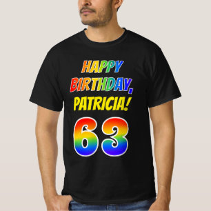 63e verjaardag — Vet, vun, regenboog 63, aangepast T-shirt