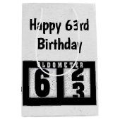 63rd Birthday Black Odometer Medium Cadeauzakje (Voorkant)