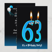 63ste verjaardagsfeestje kaart (Voorkant / Achterkant)