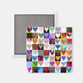 64 Coeurs Magnet Carré (Recto/Verso)