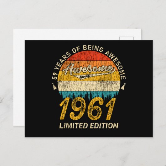 64 jaar oud 1961 Retro Geweldige 64e verjaardag ca Briefkaart (Voorkant / Achterkant)