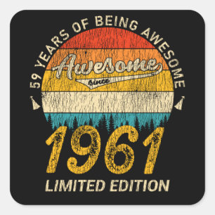 64 jaar oud 1961 Retro Geweldige 64e verjaardag ca Vierkante Sticker