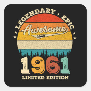 64 jaar oude Bday 1961 Geweldige 64e verjaardagsca Vierkante Sticker
