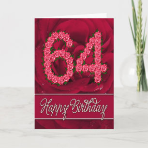 64e anniversaire carte avec rose et feuille