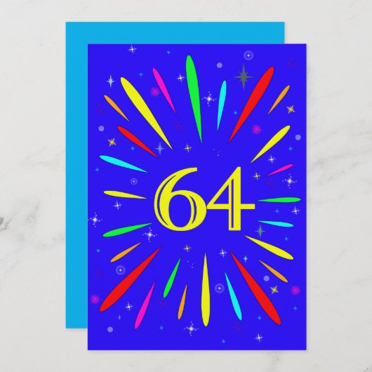 64e anniversaire Fête Invitation Explosion (Devant / Derrière)