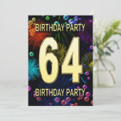 64e anniversaire Fête Invitation Fireworks Bubbles (Debout devant)