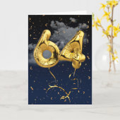 64e Anniversaire Gold Mylar Balloon et carte Confe (Fleur jaune)