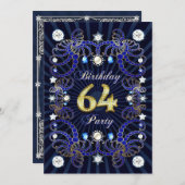64e anniversaire invitation de fête avec des masse (Devant / Derrière)