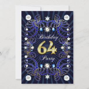 64e anniversaire invitation de fête avec des masse
