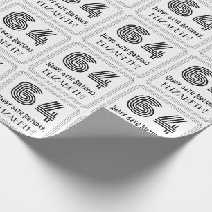 64e verjaardag: Art Deco geïnspireerde stijl "64"  Cadeaupapier