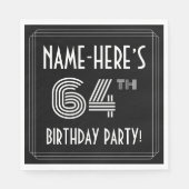 64e verjaardag: Art Deco Style + aangepaste naam Servet (Voorkant)