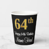 64e verjaardag - Elegante luxe Faux Gold look # Papieren Bekers (Voorkant)