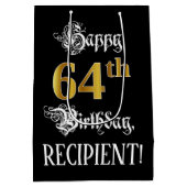 64e verjaardag ~ Fancy script; Faux Gold look; naa Medium Cadeauzakje (Achterkant)