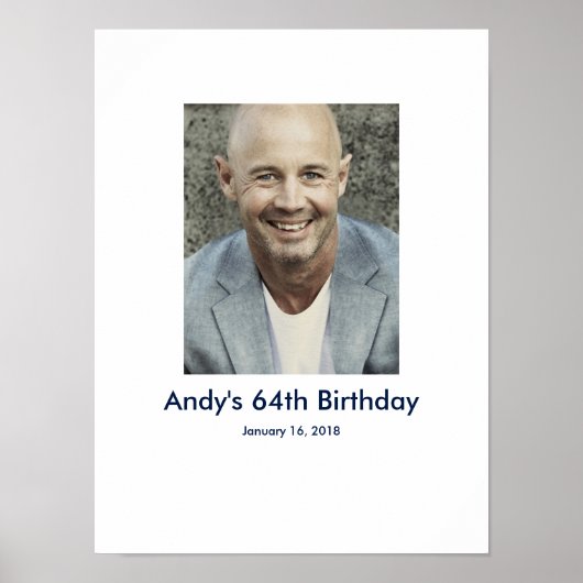 64e Verjaardag foto custom Sign In Party Board 64 Poster (Voorkant)