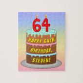 64e verjaardag: Fun Cake and Candles + Custom Name Legpuzzel (Verticaal)