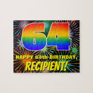 64e verjaardag: Fun, kleurrijk gevuurwerk Legpuzzel