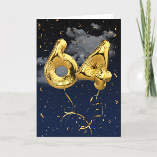 64e verjaardag Gold Mylar ballon en Confetti Card Kaart