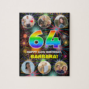 64e Verjaardag: Leuk regenboog #, Aangepaste naam  Legpuzzel