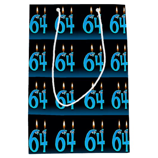 64e verjaardag met oogbalkaarsen medium cadeauzakje (Voorkant)