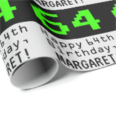 64e verjaardag - Nerdy / Geeky stijl "64" en naam Cadeaupapier (Rol Hoek)