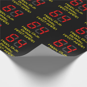 64e verjaardag: Red Digital Clock Style "64" + naa Cadeaupapier