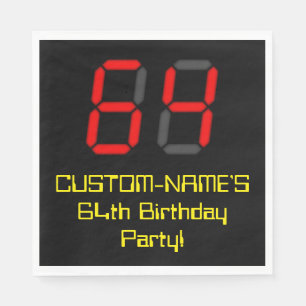 64e verjaardag: Red Digital Clock Style "64" + naa Servet