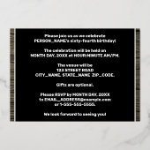 64e verjaardag: Vet, Faux Hood Grain Pattern Folie Uitnodiging (Achterkant)