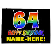 64e verjaardag: Vet, Vun, Eenvoudig, Regenboog 64 Groot Cadeauzakje (Achterkant)