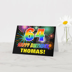 64e verjaardag: Vet, vuurwerk, regenboog 64 Kaart