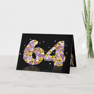 64e verjaardagskaart met bloemen letters kaart