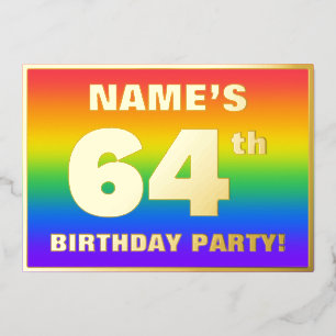 64e ververdagfeest: leuk, kleurrijk regenboogpatro folie uitnodiging