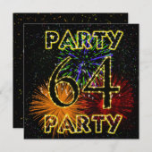 64ste verjaardag uitnodiging met vuurwerk (Voorkant / Achterkant)