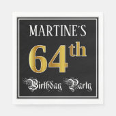 64th Birthday Party — Fancy Script, Faux Gold Look Servet (Voorkant)
