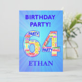 64th Birthday Party Invitation Ajouter un nom (Debout devant)