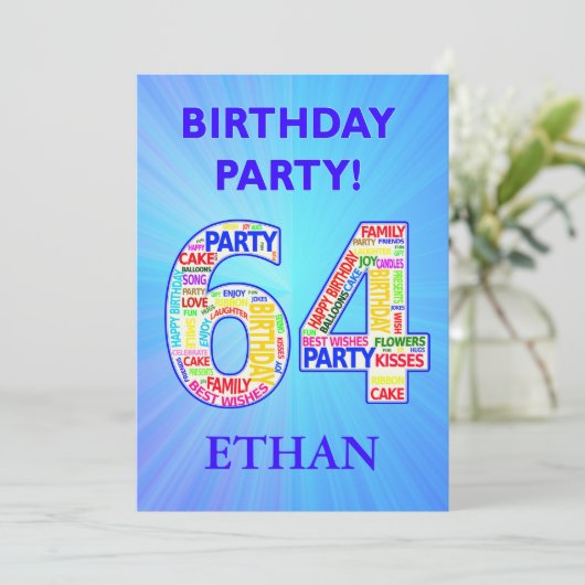 64th Birthday Party Invitation Ajouter un nom (Debout devant)