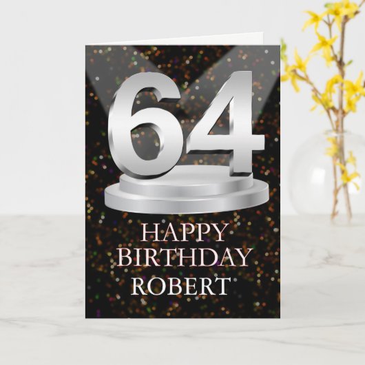 64th Birthday Spotlights Ajouter une carte de nom (Fleur jaune)