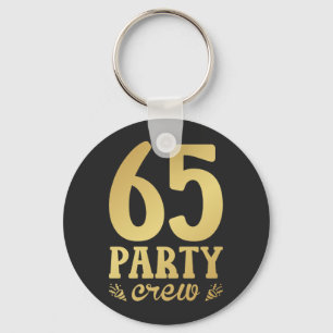 65 65e Birthday Button bij bemanningsleden Sleutelhanger