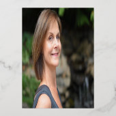 65 65th Birthday party white gold script Folie Uitnodiging (Achterkant)